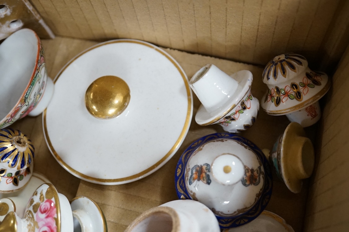 A collection of porcelain tureen and pot covers, largely 19th century